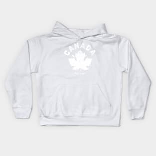 Canada Day Est. 1867 with Canadian Flag Maple Leaf Icon - white on red Kids Hoodie